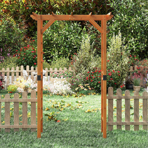 7/7.5 Feet Garden Arch Wooden Arbor Outdoor Wood Trellis for Climbing Plants-7 FT view 2