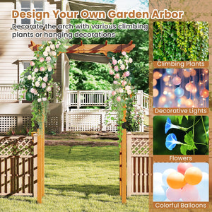 7/7.5 Feet Garden Arch Wooden Arbor Outdoor Wood Trellis for Climbing Plants-7 FT view 7