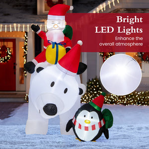 7 Feet Inflatable Santa Claus Riding Bear with Penguin Gift Bags and Gift Box view 6