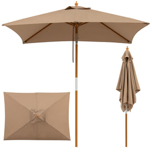 7 Feet Outdoor Rectangular Patio Umbrella with 3 Adjustable Heights-Coffee view 3
