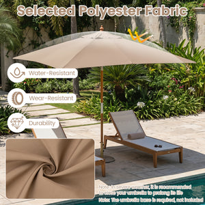 7 Feet Outdoor Rectangular Patio Umbrella with 3 Adjustable Heights-Coffee view 6