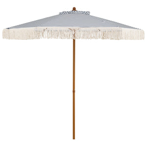 7 Feet Patio Umbrella with Fringe Sun-Protective Beach Umbrella with Boho Tassel-Blue