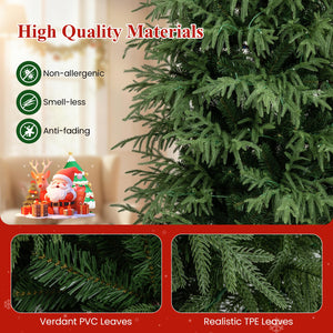7 Feet Pre-Lit Artificial Christmas Tree Hinged Faux Xmas Tree with Soft Branch Tips view 9