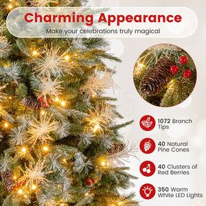 7 Feet Pre-Lit Artificial Christmas Tree with 8 Modes LED Lights with Berries view 7
