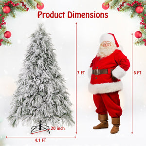 7 Feet Pre-Lit Snow Flocked Christmas Tree with Warm White LED Lights-7 ft view 4