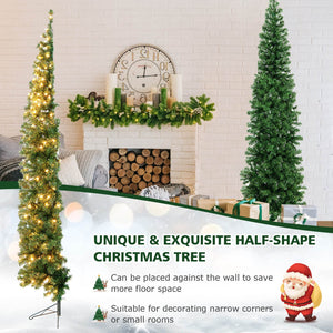 7 Feet Prelit Half-Shape Christmas Tree with 150 Lights view 9