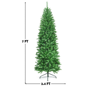 7 Feet PVC Hinged Pre-lit Artificial Fir Pencil Christmas Tree with 150 Lights-7 ft view 4