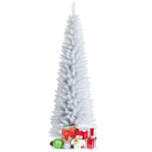 7 Feet Unlit Artificial Slim Christmas Pencil Tree with Metal Stand view 4