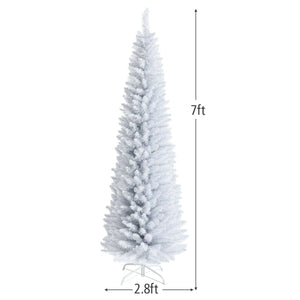 7 Feet Unlit Artificial Slim Christmas Pencil Tree with Metal Stand view 5