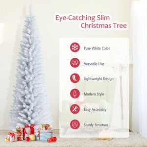 7 Feet Unlit Artificial Slim Christmas Pencil Tree with Metal Stand view 9