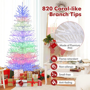 7 FT Artificial Pre-lit Christmas Tree Hinged Xmas Tree with 820 Coral-like Branch Tips view 8