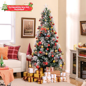 7 FT Flocked Christmas Tree with 8 Lighting Modes view 2