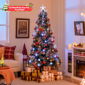 7 FT Flocked Christmas Tree with 8 Lighting Modes view 3