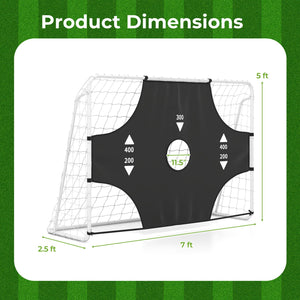 7 ft x 5 ft Soccer Goal Set for Backyard 2-in-1 Football Net with Removable Target Cloth view 4