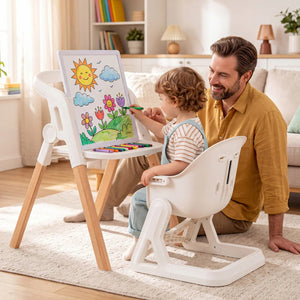 7-in-1 Convertible Foldable Baby High Chair with Adjustable Tray for Kids-Beige view 3