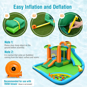 7-in-1 Inflatable Water Slide Park with 780W Blower view 7