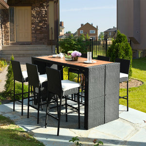 7 Pieces Patio Rattan Wicker Dining Furniture Set view 2
