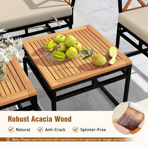 7 Piece Outdoor Conversation Set with Cushions and Bungee Rope Seat-Beige view 6