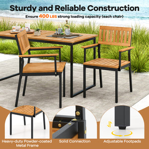 7-Piece Outdoor Dining Set for 6 with Acacia Table & Armchairs and Umbrella Hole view 7