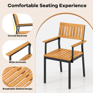 7-Piece Outdoor Dining Set for 6 with Acacia Table & Armchairs and Umbrella Hole view 8