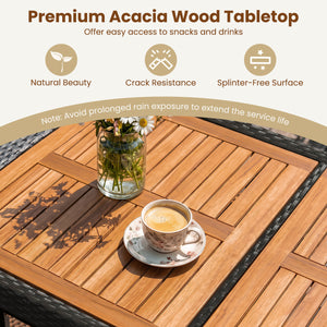 7-Piece Outdoor PE Wicker Bar Set with Bar Height Table and 6 Cushioned Stools for Yard-Brown view 7