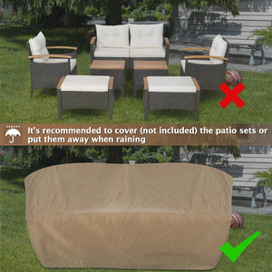7 Piece Rattan Patio Sofa Set with Acacia Wood Tabletop and Armrests view 9