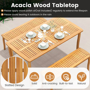 7 Pieces Acacia Wood Patio Dining Set with 1.97 Inch Umbrella Hole and Padded Cushions view 9