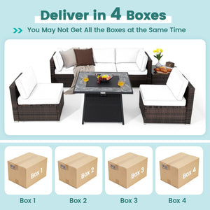 7 Pieces Patio Furniture Set with 35 Inches 50000 BTU Propane Gas Fire Pit Table and Waterproof Cover for Firpit-Navy view 8