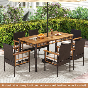 7 Pieces PE Wicker Patio Dining Set for Garden and Backyard view 6