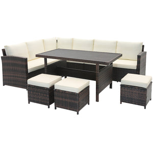 7 Pieces Wicker Patio Furniture Set-White view 4