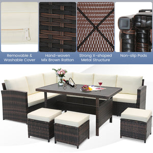 7 Pieces Wicker Patio Furniture Set-White view 8