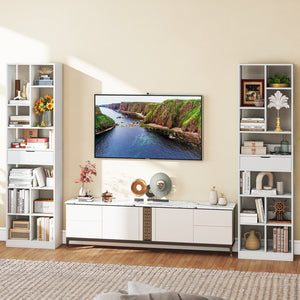 7-tier Bookshelf with Drawer 180cm Floor Standing Display Rack Storage Shelf-White view 7