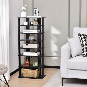 7-Tier Dual Shoe Rack Free Standing Shelves Storage Shelves Concise-Black view 3