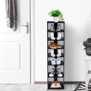 7-Tier Shoe Rack Practical Free Standing Shelves Storage Shelves-Black view 3