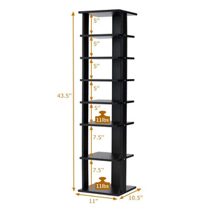 7-Tier Shoe Rack Practical Free Standing Shelves Storage Shelves-Black view 5