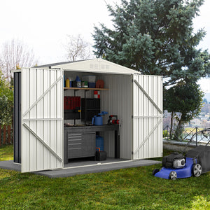 7 x 4 Feet Metal Outdoor Storage Shed with Lockable Door-Gray view 2
