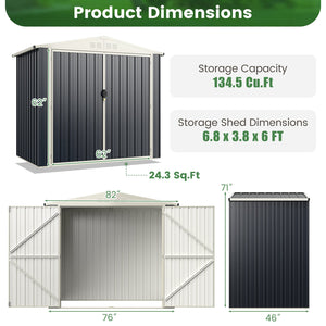 7 x 4 Feet Metal Outdoor Storage Shed with Lockable Door-Gray view 5