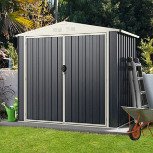 7 x 4 Feet Metal Outdoor Storage Shed with Lockable Door-Gray view 6