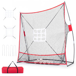 7 x 7.4 FT Baseball Practice Net with 2 Strike Zones and Large Ball Collection System view 4