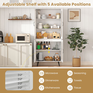 70.5 inch Tall Kitchen Pantry Cabinet Cupboard with 4 Transparent Doors-White view 8