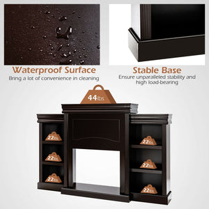 70 Inch Modern Fireplace Media Entertainment Center with Bookcase-Brown view 9