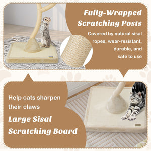 70 Inch Tall Cat Tree 4-Layer Cat Tower with 3 Perches and Dangling Balls-Beige view 8