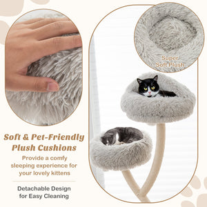 70 Inch Tall Cat Tree 4-Layer Cat Tower with 3 Perches and Dangling Balls-Gray view 9
