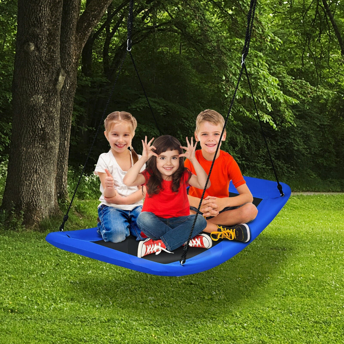 700lb Giant 60 Inch Platform Tree Swing for Kids and Adults-Blue view 2