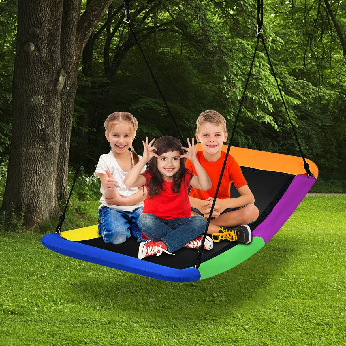 700lb Giant 60 Inch Platform Tree Swing for Kids and Adults-Multicolor view 2