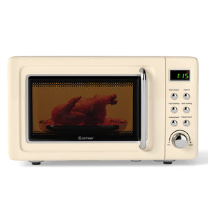 700W Retro Countertop Microwave Oven with 5 Micro Power and Auto Cooking Function-Cream White view 6