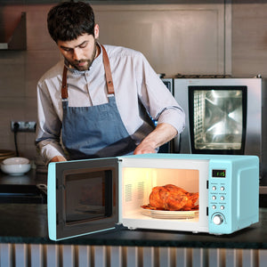700W Retro Countertop Microwave Oven with 5 Micro Power and Auto Cooking Function-Green view 2
