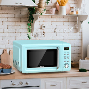 700W Retro Countertop Microwave Oven with 5 Micro Power and Auto Cooking Function-Green view 3