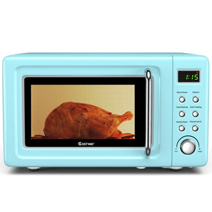 700W Retro Countertop Microwave Oven with 5 Micro Power and Auto Cooking Function-Green view 4
