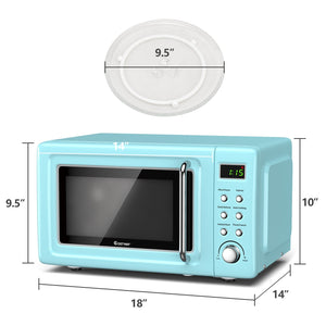 700W Retro Countertop Microwave Oven with 5 Micro Power and Auto Cooking Function-Green view 5